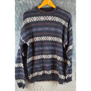 Vintage Alexander‎ Julian Colours Sweater Men's XL Blue Geometric Striped
